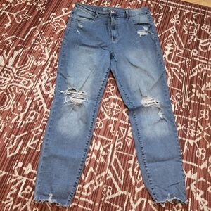 Distressed Blue Skinny Jeans
